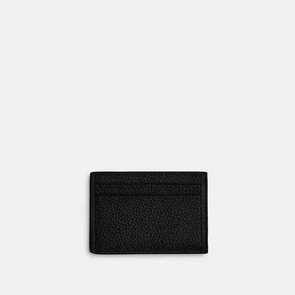 NWT Coach Compact Billfold Wallet Gunmetal/Black Refined pebble leather cm167